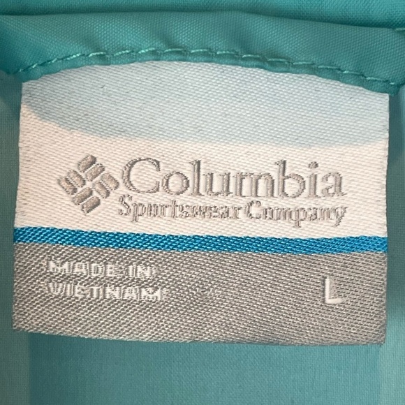 Columbia Nylon Blue Rain Wind Coat Large Packable - Picture 4 of 16